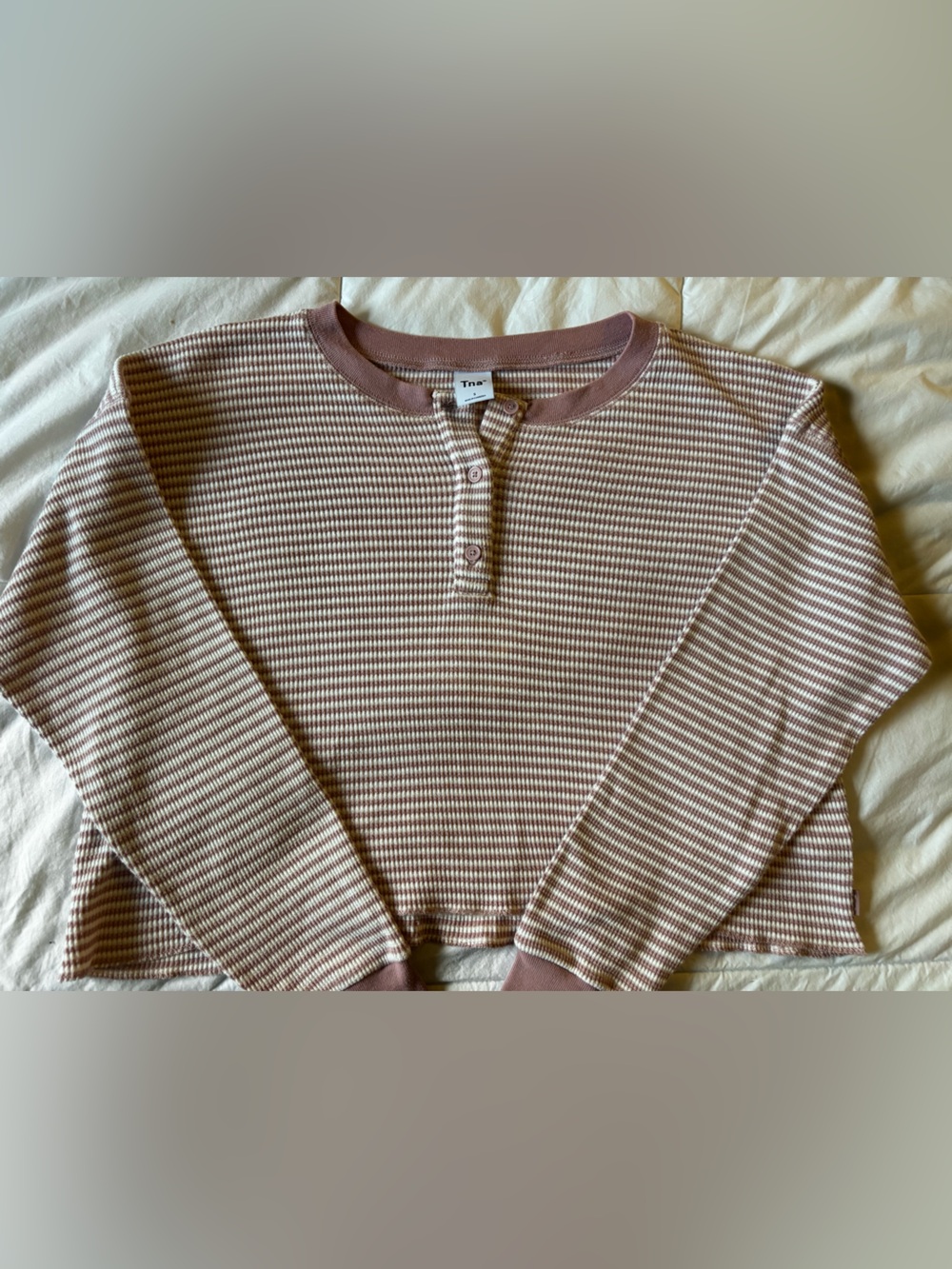 Tna Waffle Knit Striped Top
